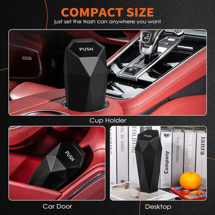 Car Trash Can with Lid – 2-Pack, Leakproof Vehicle Garbage Can with 30 Trash Bags