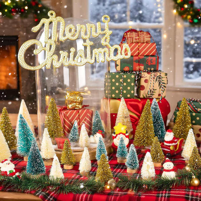 30PCS Mini Pine Christmas Trees – Tabletop Holiday Tree Decor & Toppers