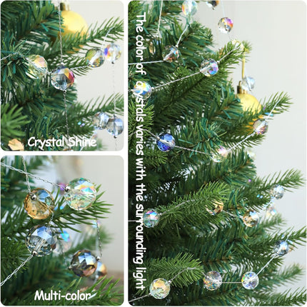 9.8Ft Crystal Glass Ball Garland | 48 Beads Prism Strands Multicolor Decor