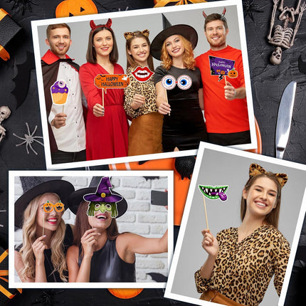 20-Pack Halloween Photo Booth Props, Monster Witch & Skull Party Accessories