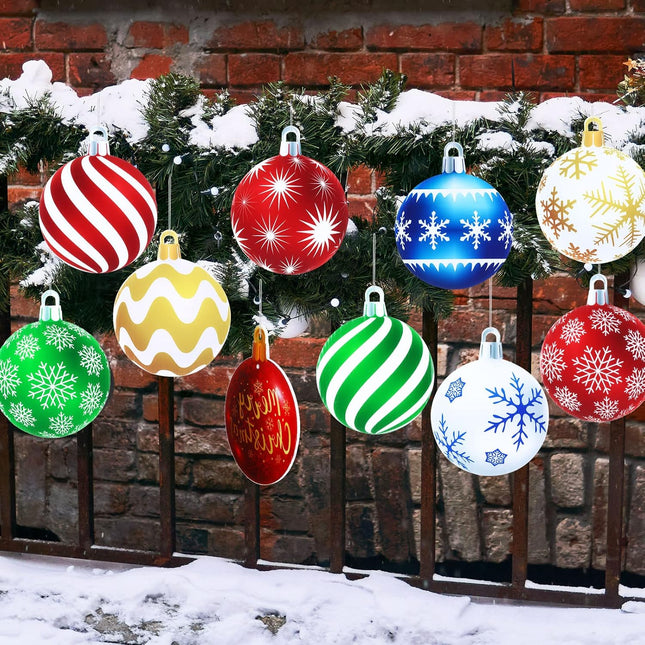 10 Pieces Large Outdoor Christmas Decorations – Hanging Ornaments for Yard and Lawn