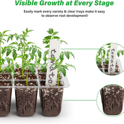 5 Pack Seed Starter Trays, 12 Cell, Humidity Dome, Adjustable Vents, Green