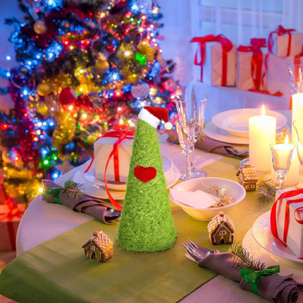 Mini Lime Green Christmas Tree – Tabletop Yarn Ornament for Holiday Decor