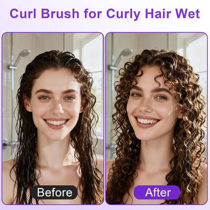 Curly Hair Brush Curl Defining Boar Bristle Detangling Wide Tooth Purple