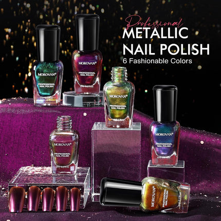 Holographic Nail Polish Set, Metallic Ombre Quick-Dry Glitter Lacquer, 0.27oz, Gift