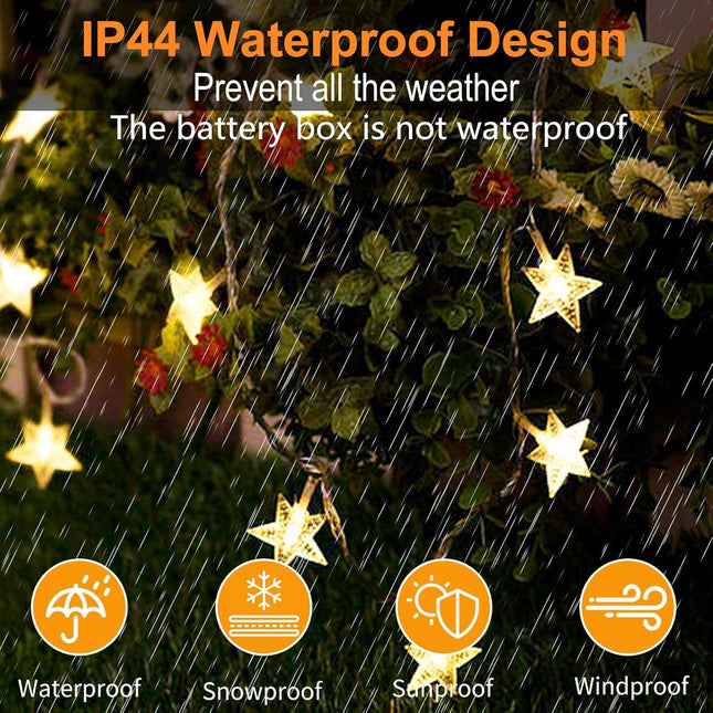 20 LED Star Lights Battery Powered | 10ft Warm White Fairy String