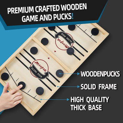 Fast Sling Puck Game Wooden Air Hockey Board Family Party Tabletop Game