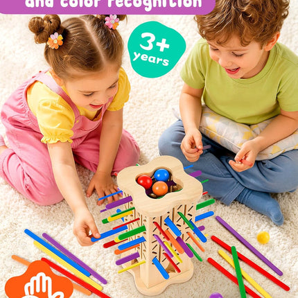 Montessori Wooden Board Game Fine Motor Color Matching Toy Kids Ages 3-8