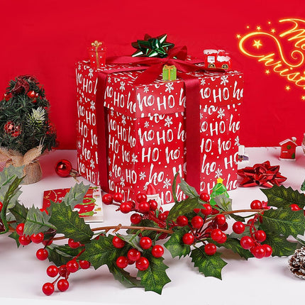 5-Pack Square Red Christmas Gift Boxes, Lids, Ribbons & Tissue Paper Included