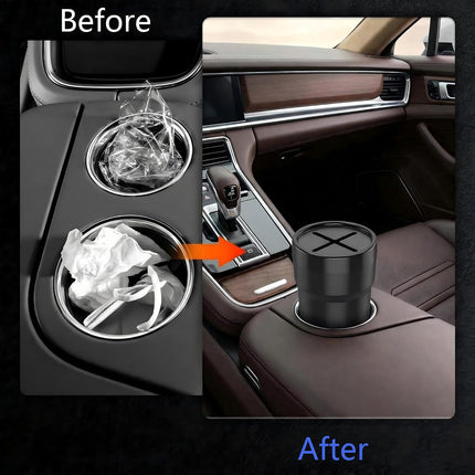 2-Pack Mini Car Trash Can with Lid, Leakproof Cup Holder Garbage Bin for Auto