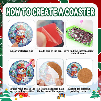 6PCS 5D Diamond Painting Coasters Kits with Holder – Small DIY Diamond Art Coaster Kits