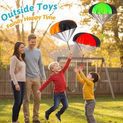 4PCS Hand Throw Parachute Toys Rip Stop Flying Game for Boys Girls Ages 3+