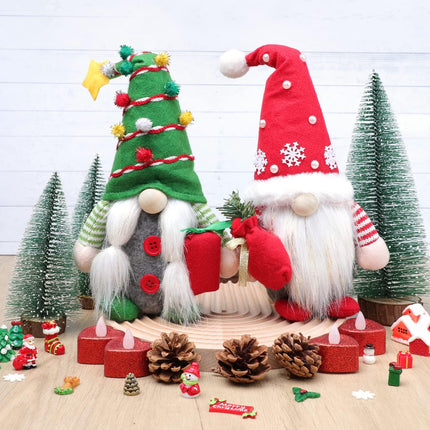 2PCS Christmas Gnomes Plush Decorations, Swedish Tomte Elf Gnome Figures