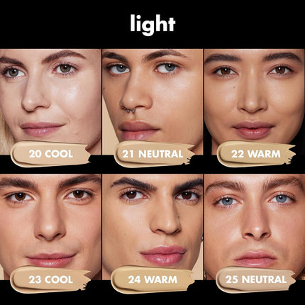 Glam Satin Foundation 21 Light Neutral, Medium Coverage, Hydrating Hyaluronic Acid Makeup