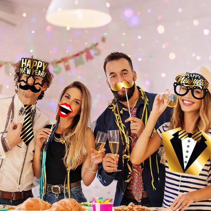 Happy New Year 2026 Photo Booth Kit – 42-Pc Party Selfie Props