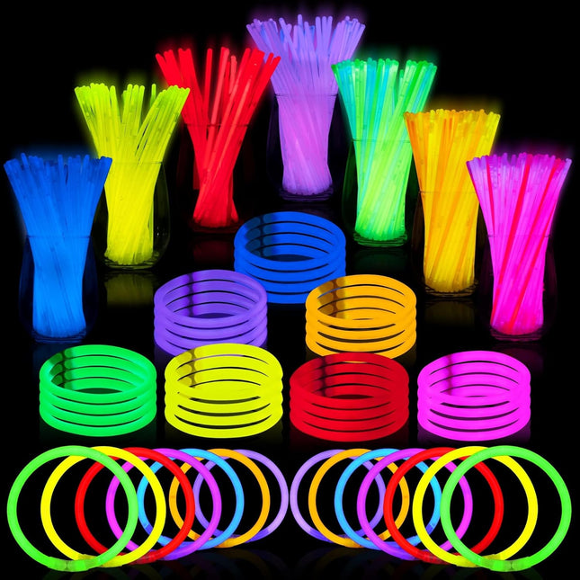 144PCS 8" Glow Sticks – Bulk Neon Party Favors with Connectors for Necklaces & Bracelets