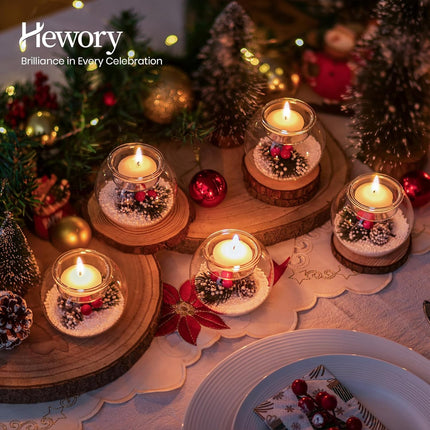 Christmas Candle Holders Set of 6 Glass Ball Holders Red Berry Pinecone Decorations