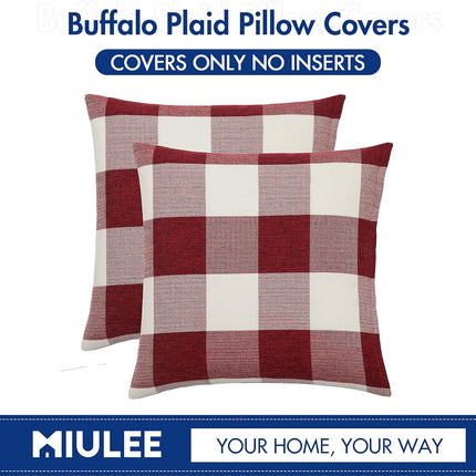 2 Pack Christmas Pillow Covers – 18x18 Red & White Buffalo Plaid Farmhouse