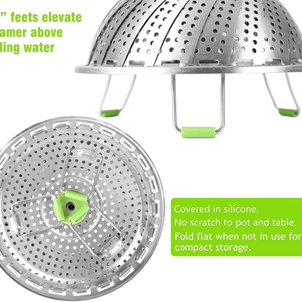 Stainless Steel Vegetable Steamer Basket, Expandable Folding Insert, 5.1"-9"