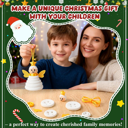 DIY Christmas Button Ornament Kit – Angel Craft Set for Fun Holiday Decorations