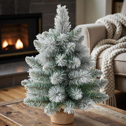 1.45FT Snow Flocked Artificial Christmas Tree | Unlit Full Spruce Branches