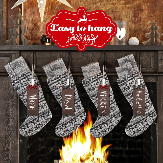 12PCS Christmas Stocking Name Tags Wooden DIY Dog Paw Hanging Decor