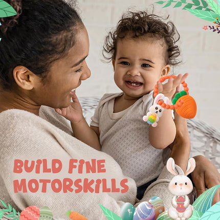 Easter Bunny Teething Toys – Silicone Egg & Carrot Baby Teether Gifts