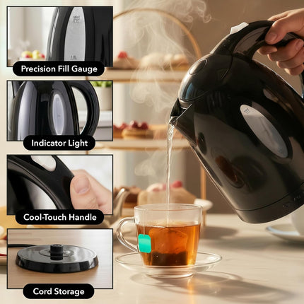 1.7L Fast Boiling Electric Kettle with Water Gauge and Removable Filter