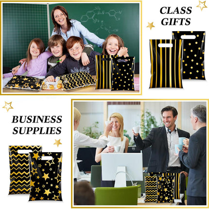 100-Piece Black & Gold Goodie Bags – Handles for Birthday, Wedding & Party