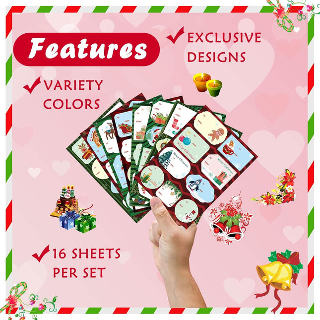 138PCS Christmas Gift Tags Stickers To/From Name Labels for Holiday Gift Wrapping