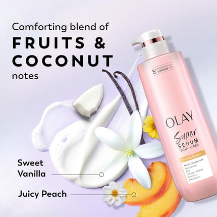 Super Serum Body Wash 20oz, Collagen Peptide, Vitamin C & Shea Butter, Rich Hydration