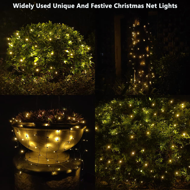100LED Warm White Net Lights 5x5ft, Outdoor Christmas Bush Decor, UL Listed