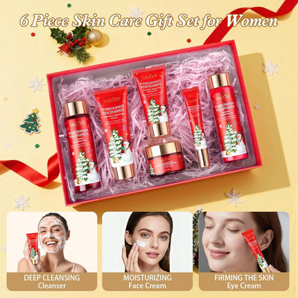 6PCS Christmas Skincare Gift Set – Pomegranate Moisturize & Hydrate