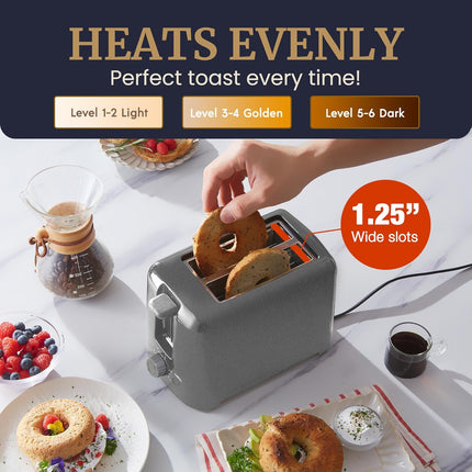 2 Slice Cool Touch Toaster with 1.25" Extra Wide Slots, Gunmetal Gray