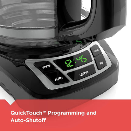 12-Cup Programmable Drip Coffee Maker with Vortex Brewing, Glass Carafe & Auto Shutoff