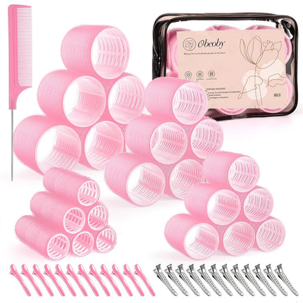 50PCS Self Grip Hair Rollers Set 4 Sizes with Clips for Hair Styling