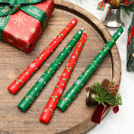 4PCS Christmas Candlesticks 10" – Unscented Table Decoration for Holidays