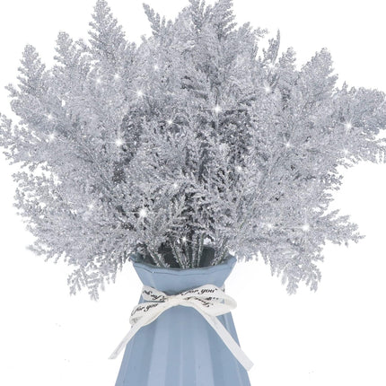 20Pcs Glitter Pine Tree Picks – 10.4" Artificial Pine Branches & Twigs for Holiday Décor