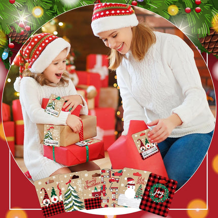 48 Sets Christmas Money Holders – Xmas Tree & Snowman Design with Plastic Cover & Red Accent