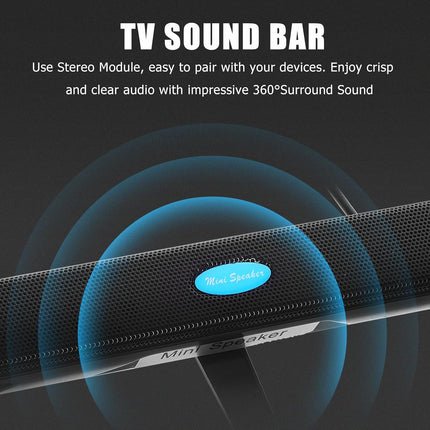 Portable USB 2.0 Sound Bar for TV, PC, Gaming, Projectors, 7.9x1.1 Inch