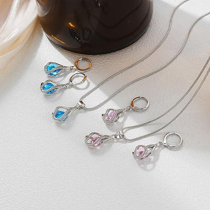 Silver Jewelry Set for Women – Rhinestone CZ Necklace & Earrings for Wedding Gifts