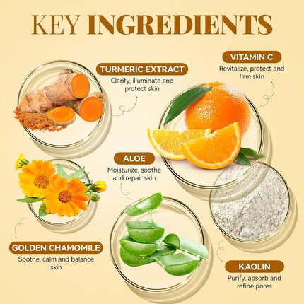 Vitamin C Clay Face Mask – Deep Cleansing, Pore Refining & Oil Control, 4.23oz