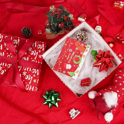 5-Pack Square Red Christmas Gift Boxes, Lids, Ribbons & Tissue Paper Included