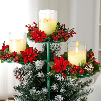 14" Christmas Tree Topper Holder – Triple Tier Support Stand with Green Rod