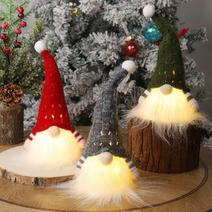 Christmas Plush Gnomes 9 Inch Lighted Handmade Mini Scandinavian Swedish Gnome Décor