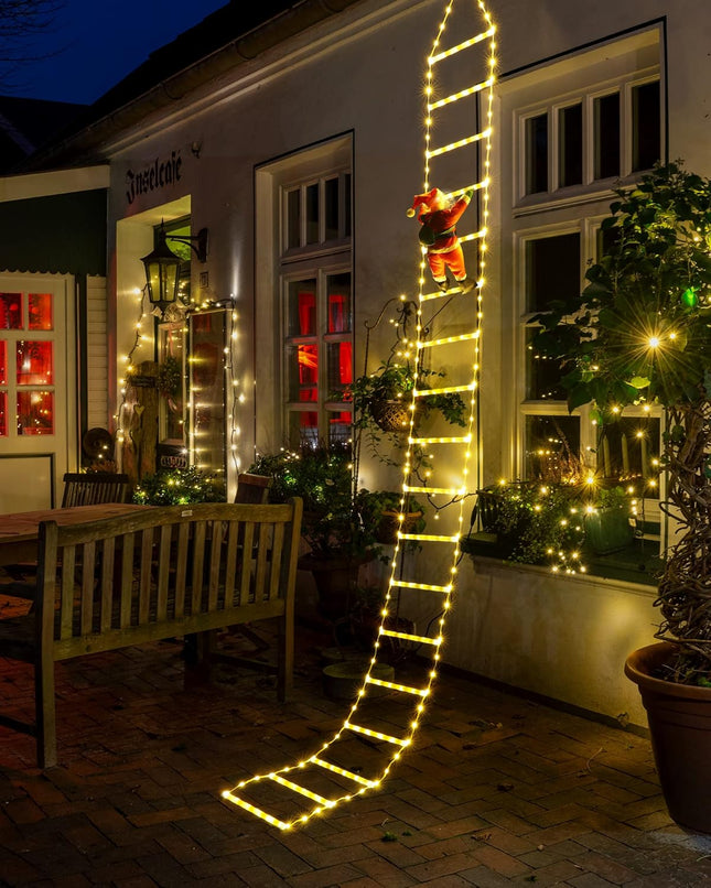 LED Christmas Ladder Lights – 10ft Santa Light Decor for Tree, Wall, Garden