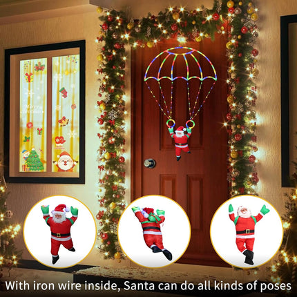 Waterproof 2.8FT Parachute Christmas Lights with Santa Claus, 8 Modes