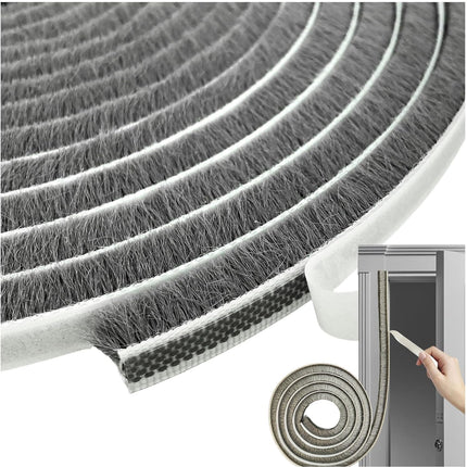 Self Adhesive Pile Weather Stripping Seal for Sliding Windows Doors 16.5Ft Grey