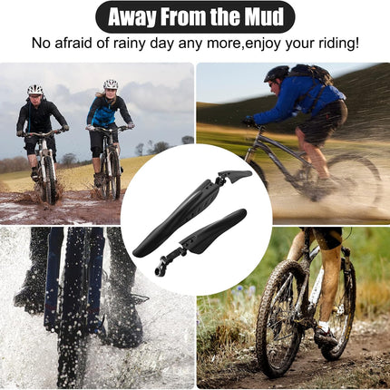 Bike Mudguard Set, Adjustable Front & Rear Mud Flaps for 24-27.5in MTB Road Bikes