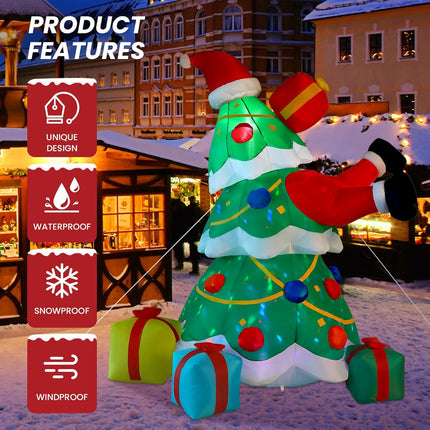7FT Inflatable Christmas Tree – Outdoor Decoration with Built-in LEDs & Blow-Up Santa